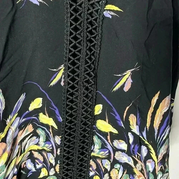 Listicle Black Floral Oversized Multicolor Coverup Blouse Tunic Size M - Picture 4 of 6